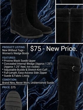 GENERATION Y Black Suede Women's Wedge Combat Boots